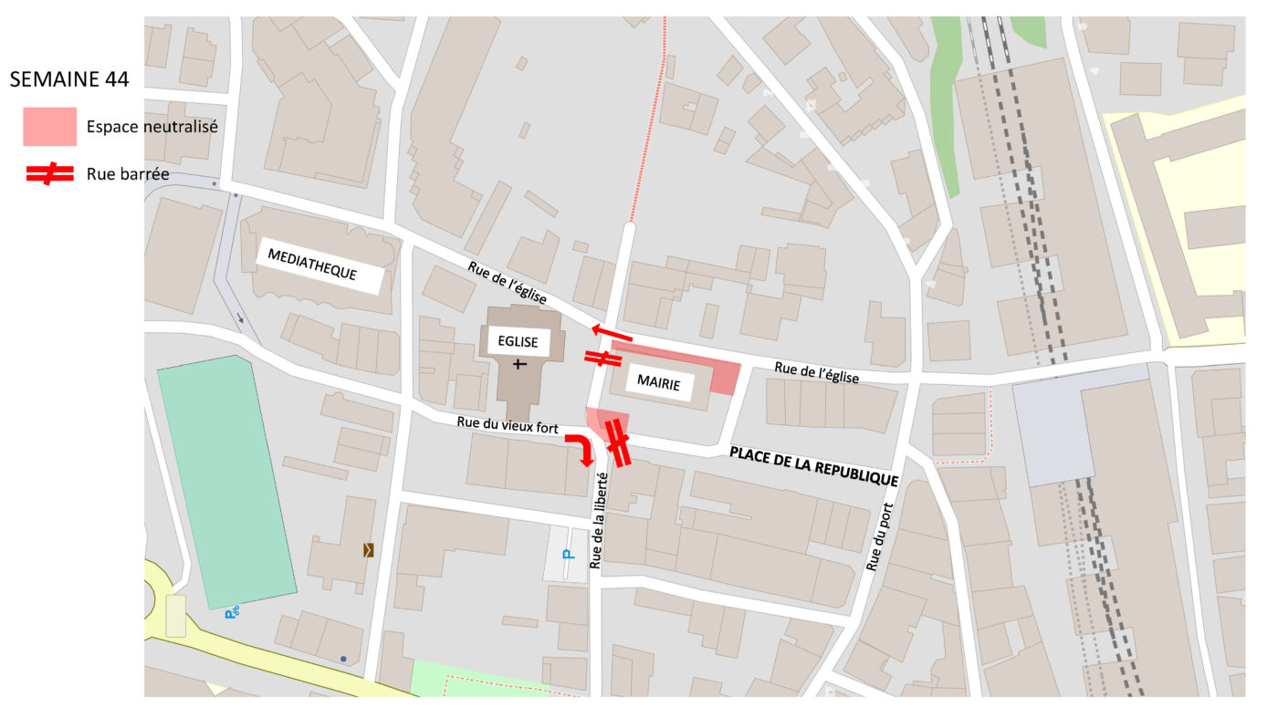 Plan de la semaine 44 - travaux coeur de ville